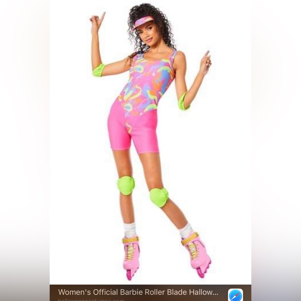 Women's official Barbie Pink and Green roller blade  Costume